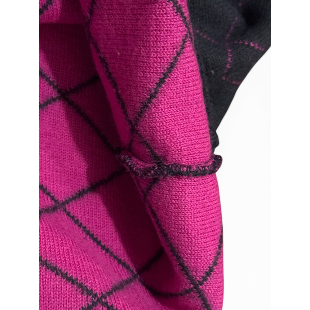 VTG RARE Celine Paris Women's Wool Sweater Argyle Mock Neck Made in Italy Sz L - Picture 11 of 12